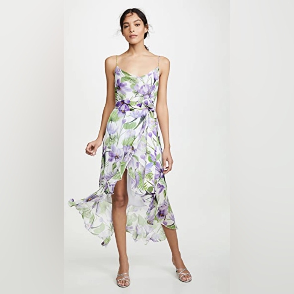 ALICE AND OLIVIA
Tevi Cowl-neck Asymmetric Floral Dress size 4